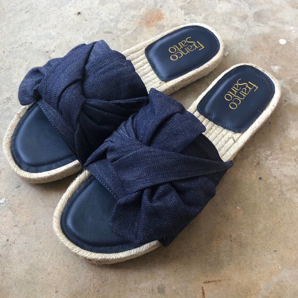 Franco Sarto Shoes - FRANCO SARTO Pandora Espadrille Casual Slides Knotted Denim